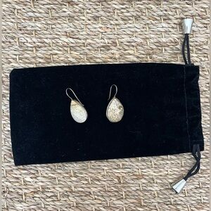 Granite and Silver Teardrop Earrings